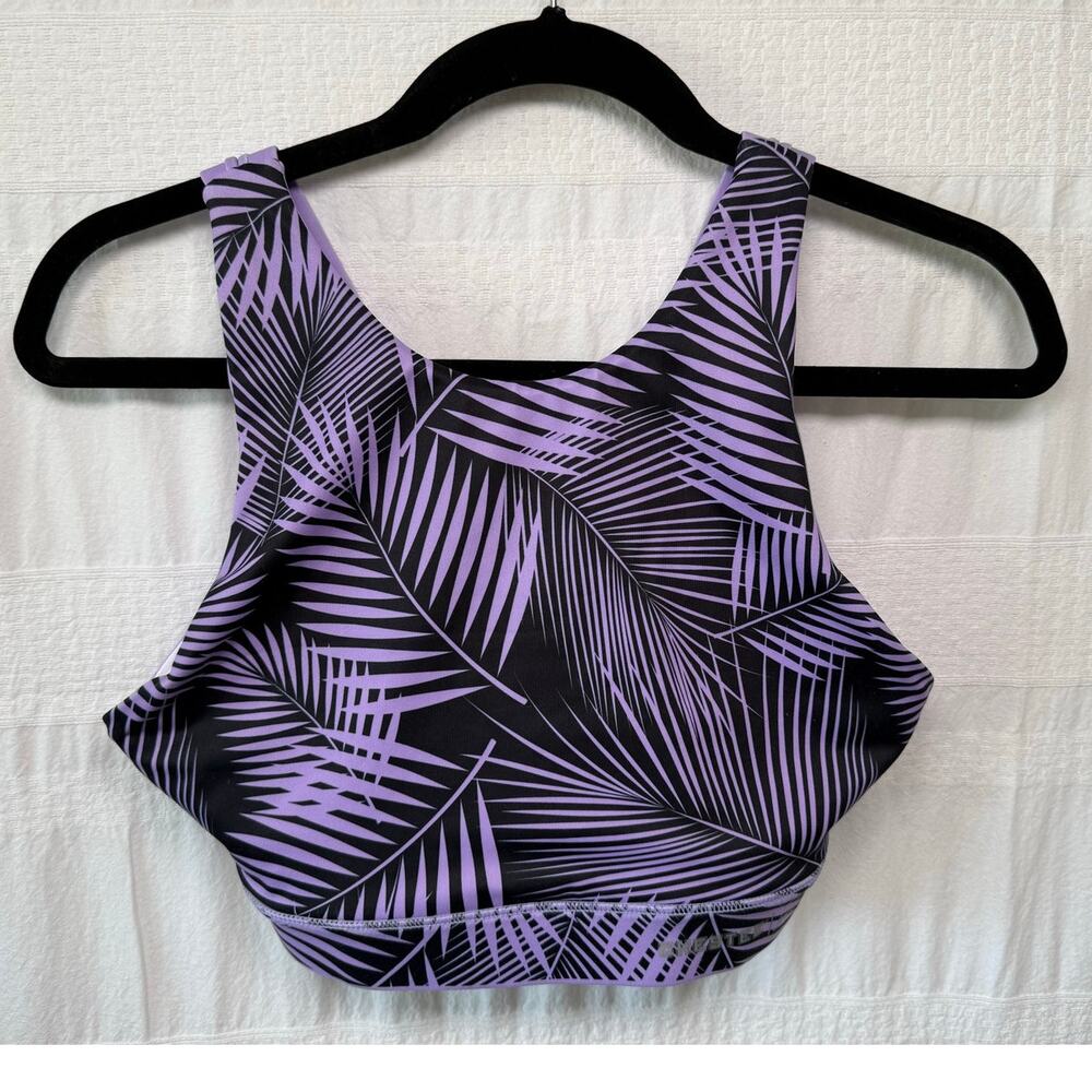 Chestee Sports Bra, Purple Black Floral - Barbell Box